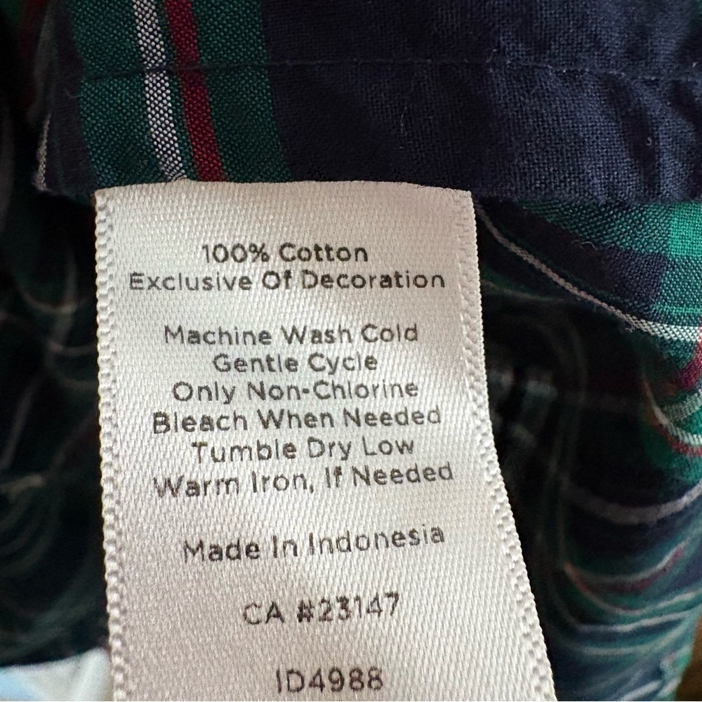 Talbots Green Blue Plaid Button Down Blouse Top 12 Ruffle High Neck Modest Fall - Picture 14 of 15